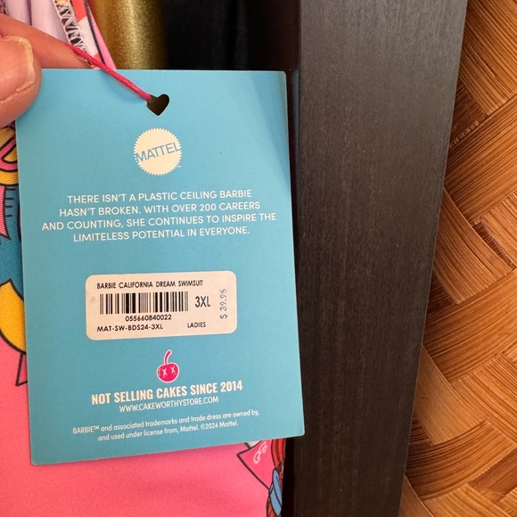 Cakeworthy Barbie California Dream pink one piece swimsuit NWT 3XL - Picture 4 of 5